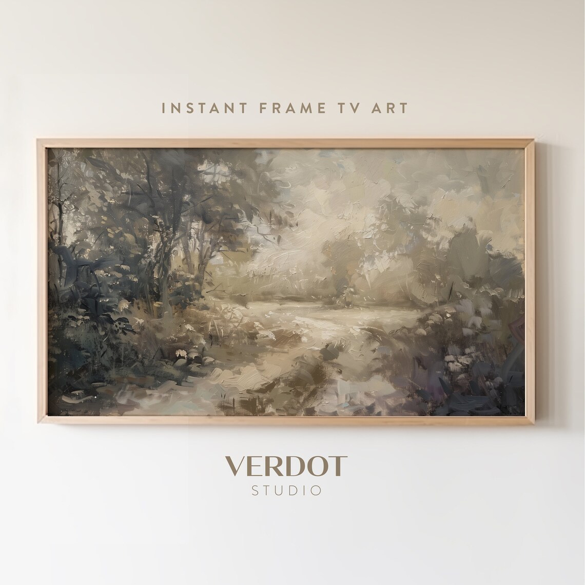 Neutral Vintage Landscape Painting Art Print