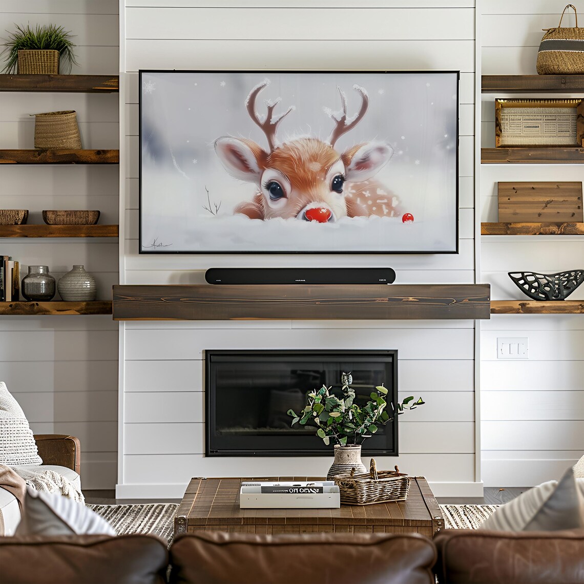 Rudolph Christmas Reindeer Art Print, Holiday Seasonal - Image 2