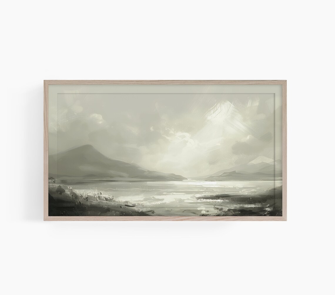 Ireland Antique Sketch Lake and Mountain Landscape Vintage Poster