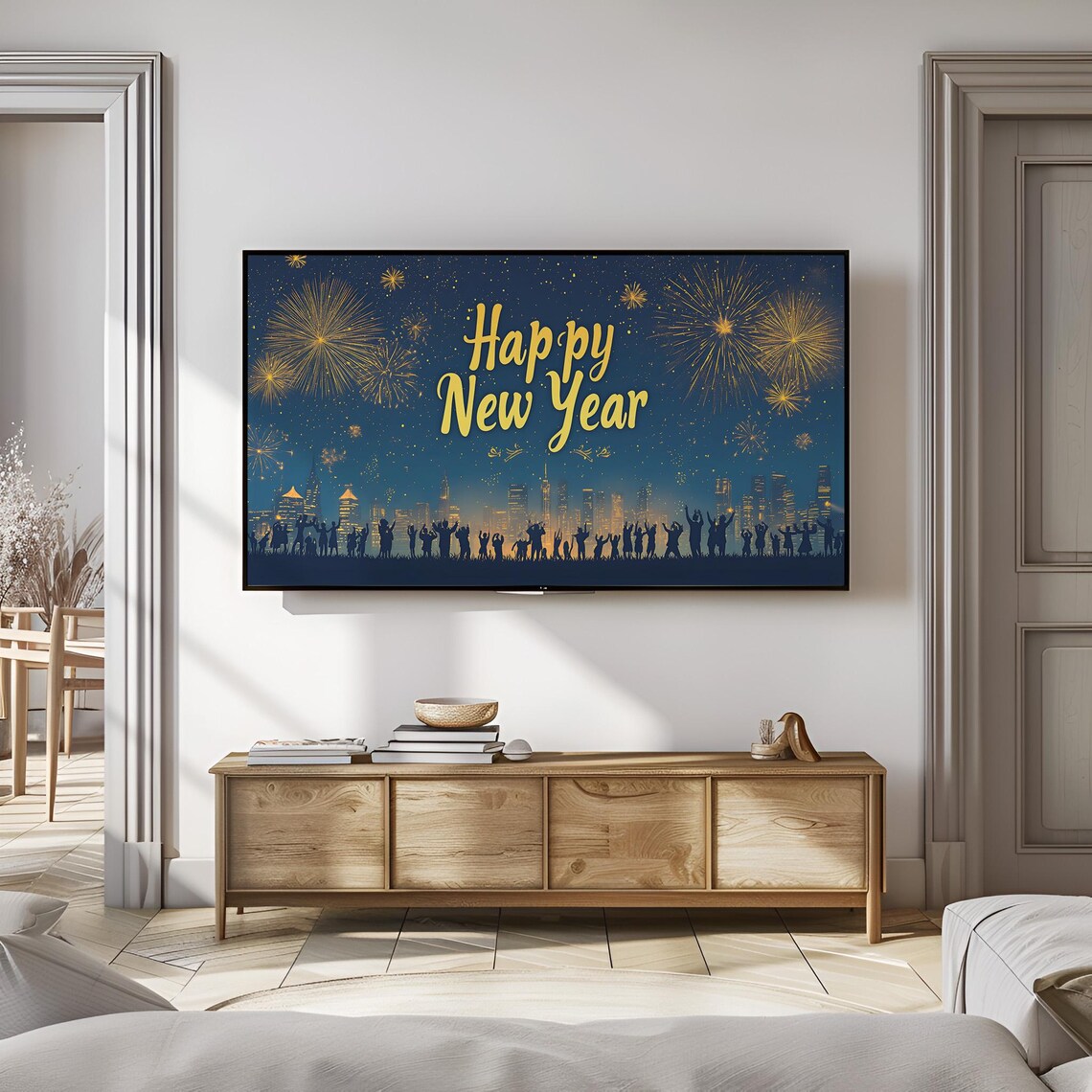 Happy New Year Frame Tv Art New Year Eve Party Decor Frame Tv Art Christmas Holiday Tv Art New Years Countdown Tv Art T815 - Image 3