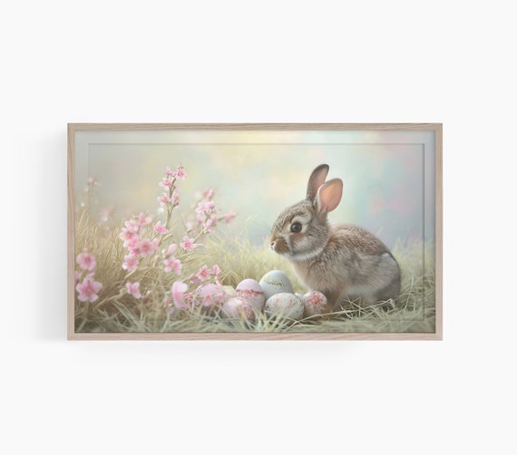 Easter Bunny Frame Tv Art Frame Tv Art Easter Art For Tv Bunny Frame Tv Art Cute Bunny Frame Tv Art Floral Bunny Art
