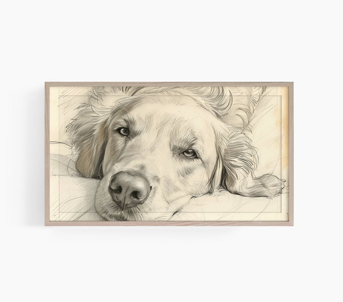 Golden Retriever Dog TV Art Print