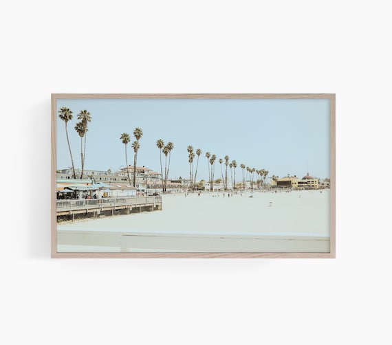 Retro Palm Tree Beach Boardwalk in a Vintage Style Photo Poster