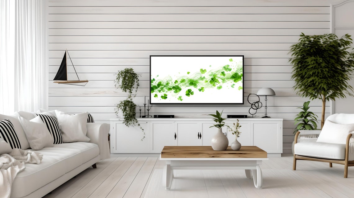 Lively Fresh Green Watercolor Clover Swirl Spring Art Poster - Image 3