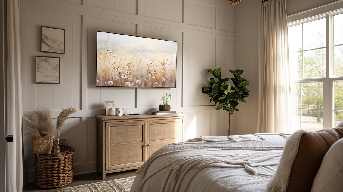 Golden Wildflower Meadow Warm Autumn Field Flower Sunset Wall Art - Image 2