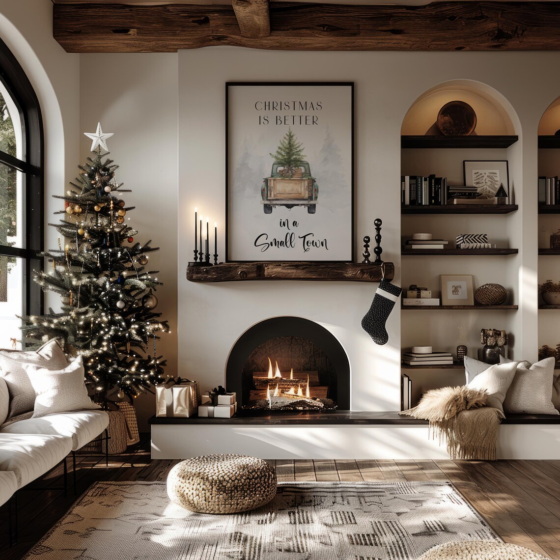 Christmas Is Better In A Small Town Vintage Truck Farmhouse Wall Art - Image 3