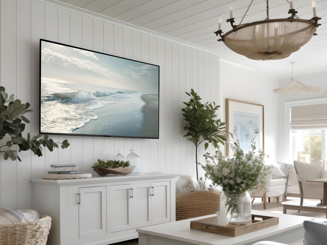Soft Morning Beach Silver Waves Minimal Serene Shore Photo Poster - Image 3