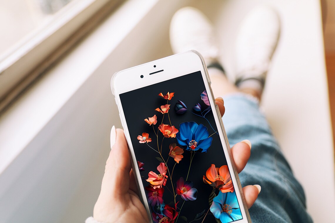 Moody Floral Wallpaper, Botanical Background - Image 3