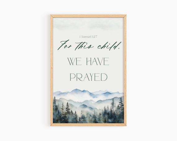 Boys Room Art Christian Baby Boy Nursery Art 1 Samuel 127 Bible Verse Wall Art For This Child We Have Prayed