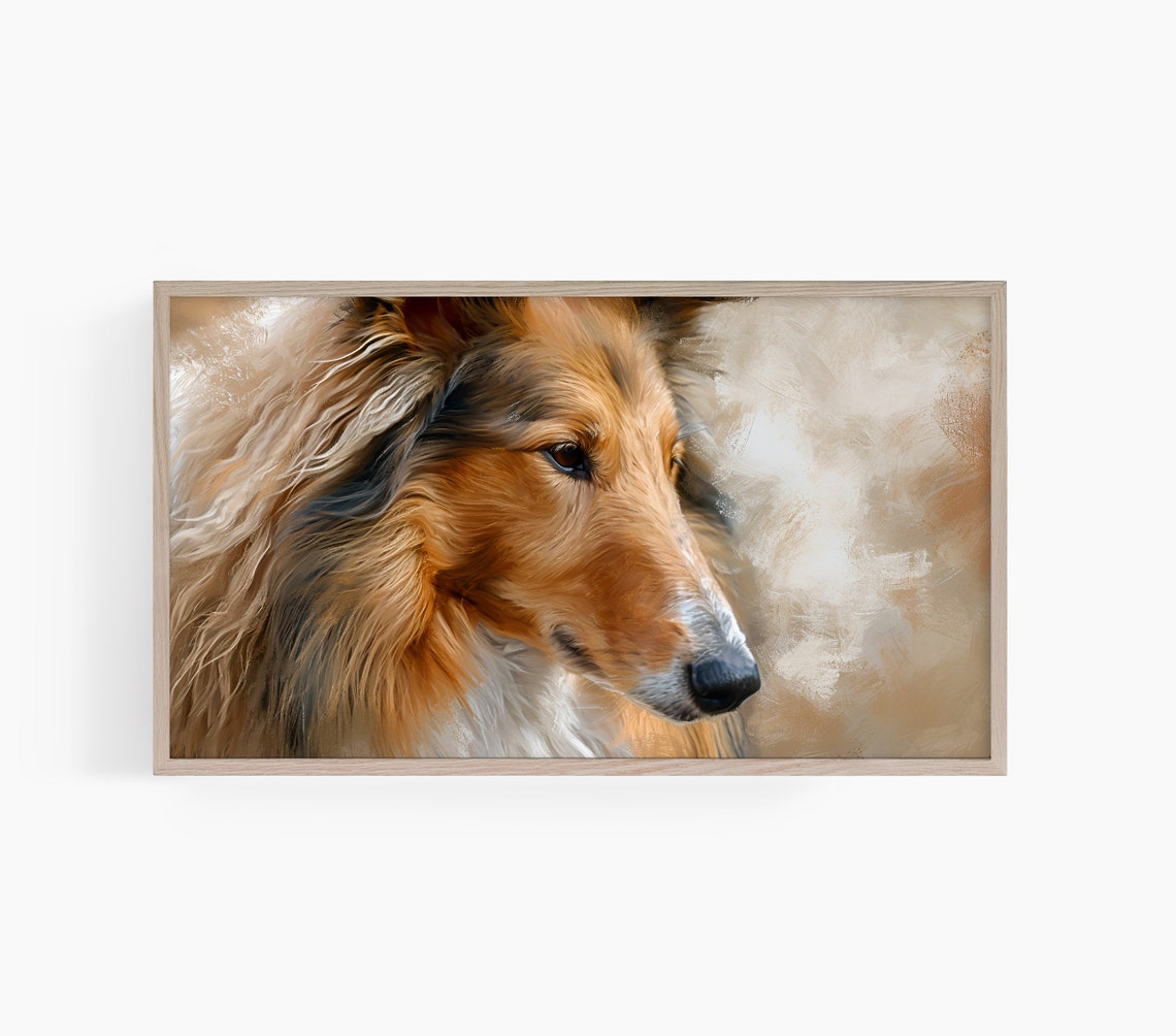 Rough Collie Dog Portrait Painting Sable Pet Lover Gift Wall Art
