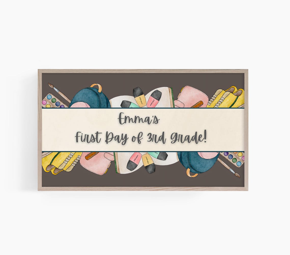 Custom First Day Of School Frame Tv Art Back To School Custom Name Frame Tv Art Frame Tv Art School Frame Tv Art
