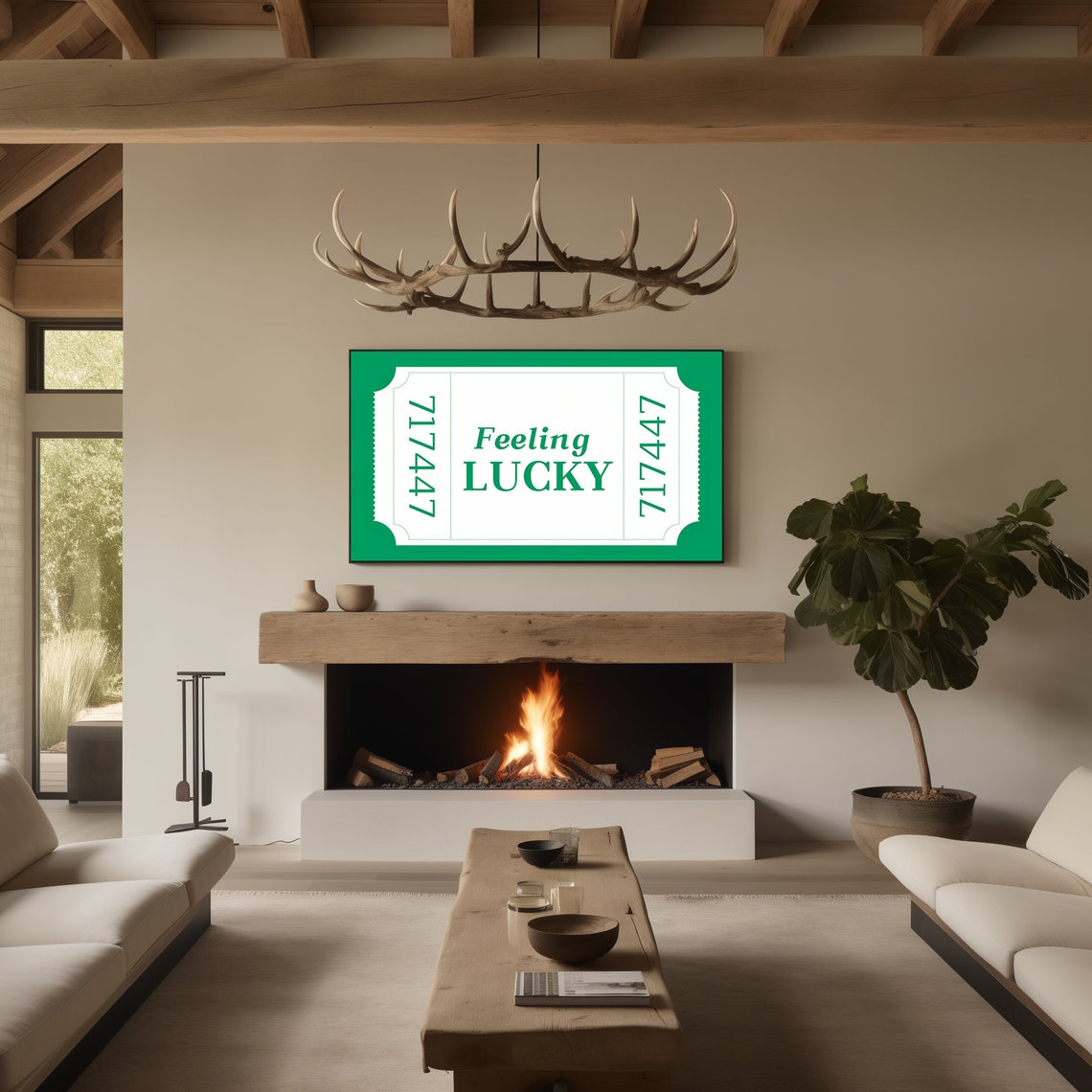 Feeling Lucky Vintage Green Ticket Stub St Patricks Art Poster - Image 2