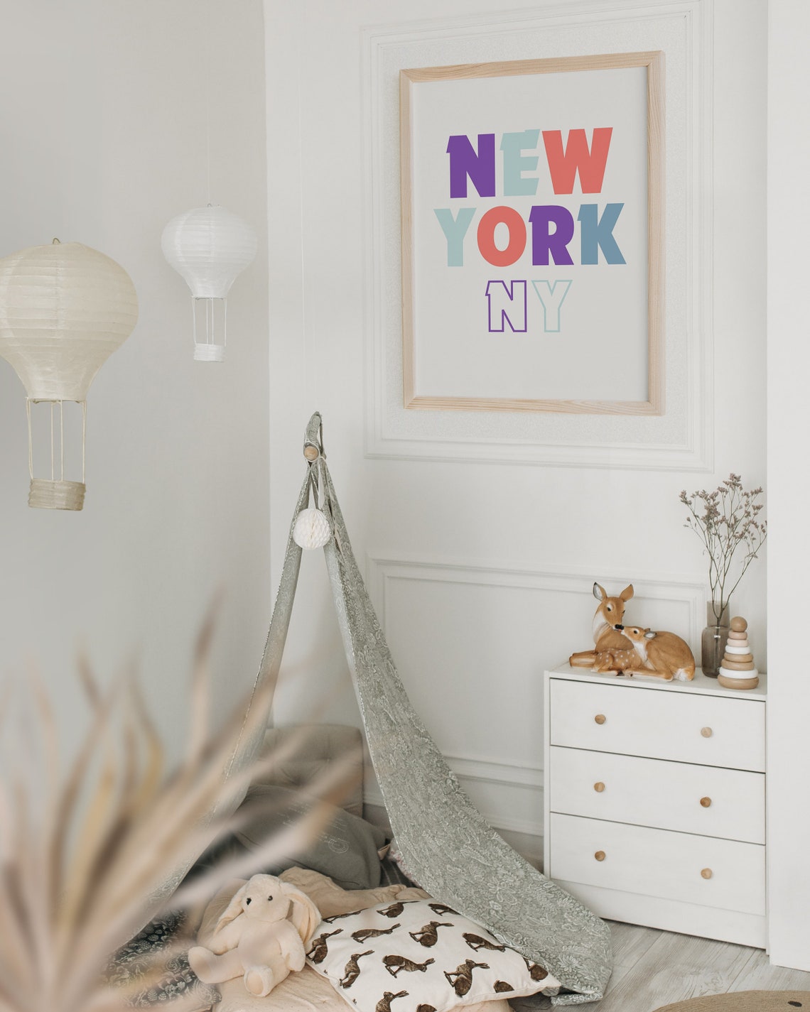 New York NY Colorful Chunky Bold Typography City Letters Art Poster - Image 2