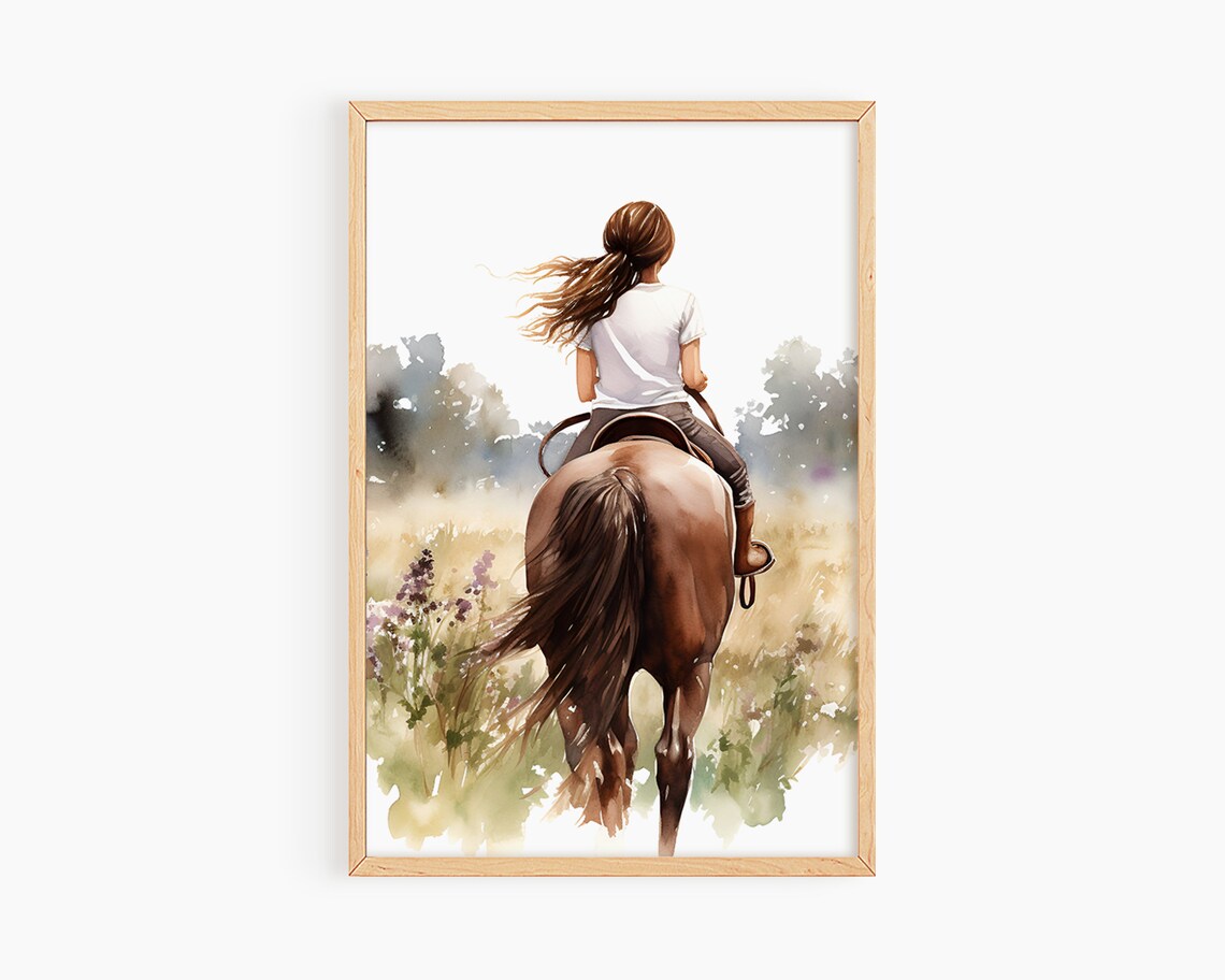 Horse Girl Decor, Farmhouse Equestrian Art Print
