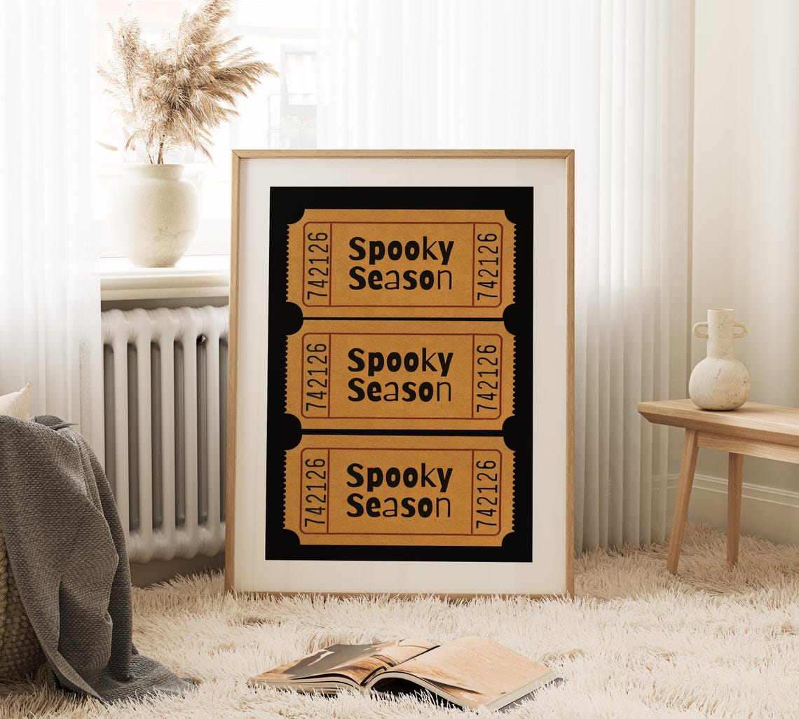 Spooky Season Vintage Ticket Stub Retro Halloween Party Decor Wall Art - Image 3