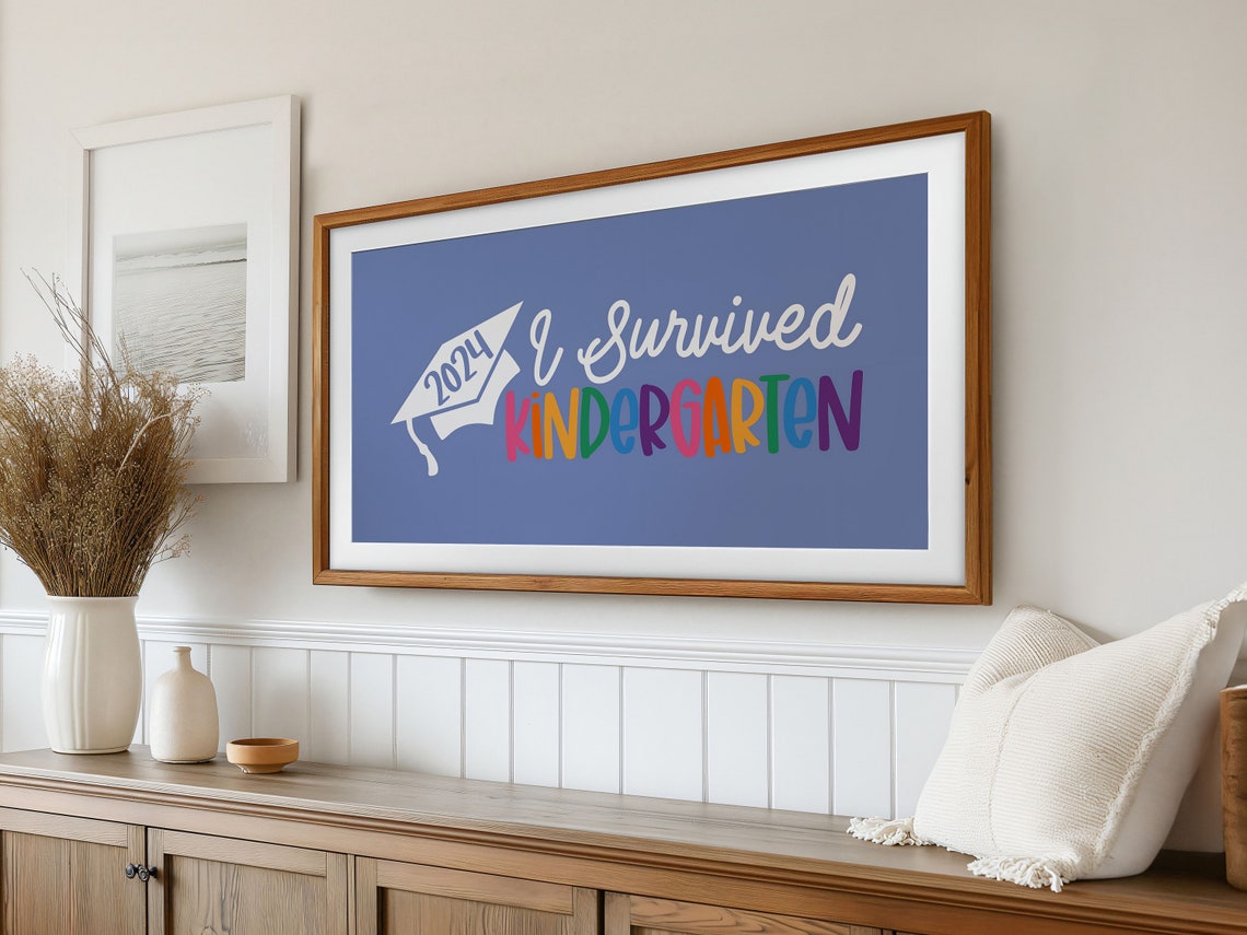 I Survived Kindergarten 2024 Colorful Graduation Sign Poster - Image 3