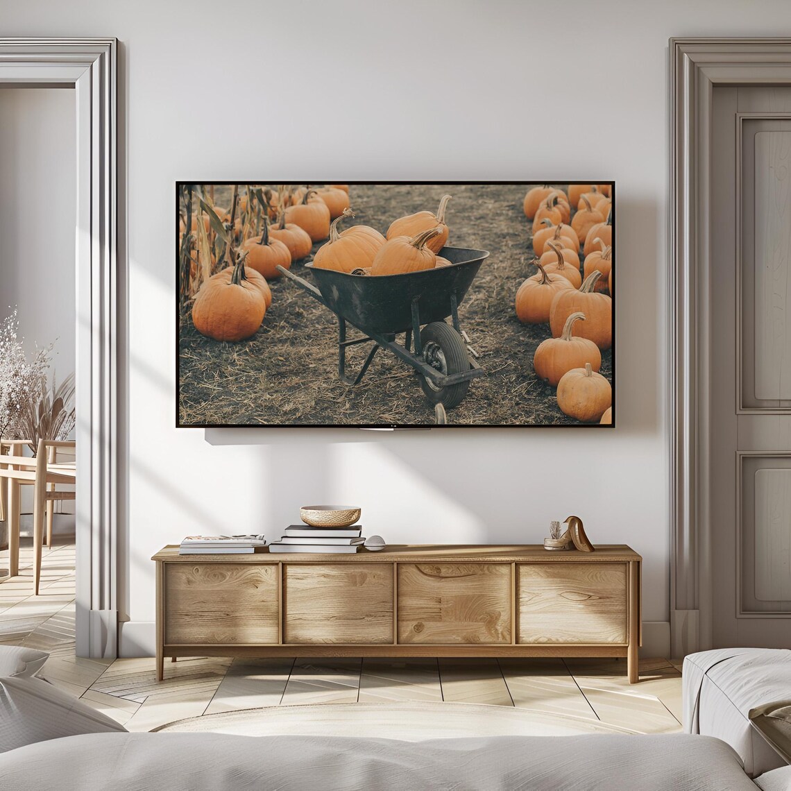 Pumpkin Patch Harvest Wheelbarrow Farm Fall Photography Rustic Decor Poster - Image 3