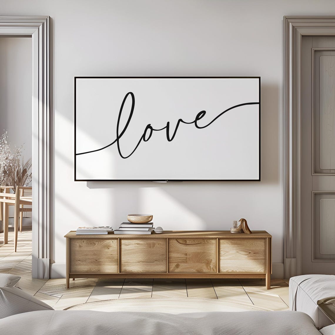 Minimalist Love Script Calligraphy Black And White Line Poster - Image 2