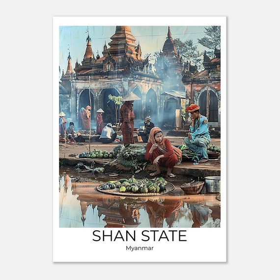 Inle Lake Myanmar Travel Poster Myanmar Myanmar Wall Art Travel Print Myanmar Home Decor Myanmar