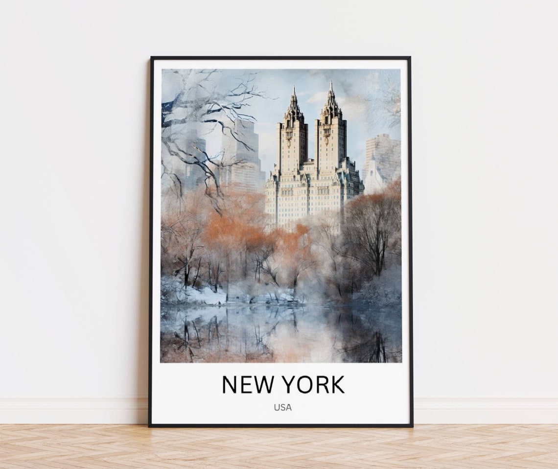 New York Travel Poster Manhattan Skyline Statue Of Liberty Travel Poster New York Gift New York Travel Souvenir New York City Print