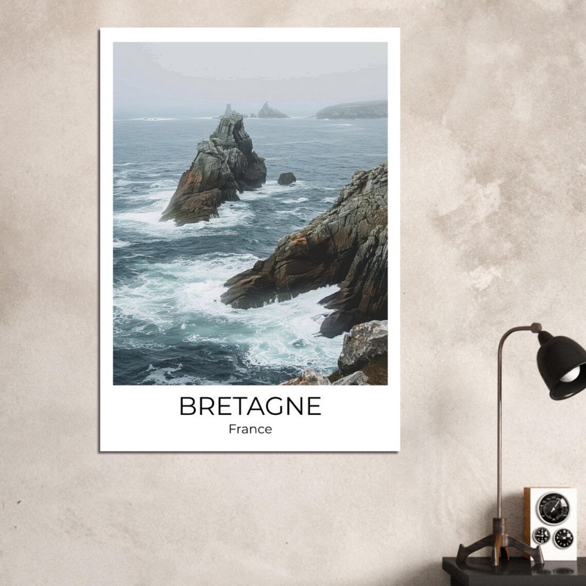 Bretagne Wild Rocky Coastline Crashing Waves France Travel Poster - Image 2