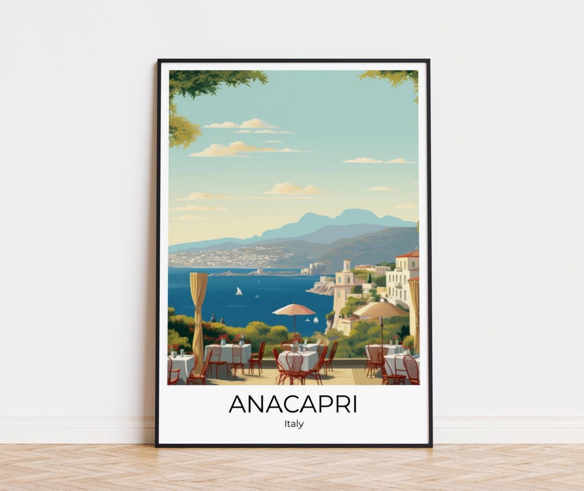 Anacapri Travel Poster Naples Italy Travel Poster Travel Print Wall Art Travel Print Wall Decoration Naples Anacapri Gift