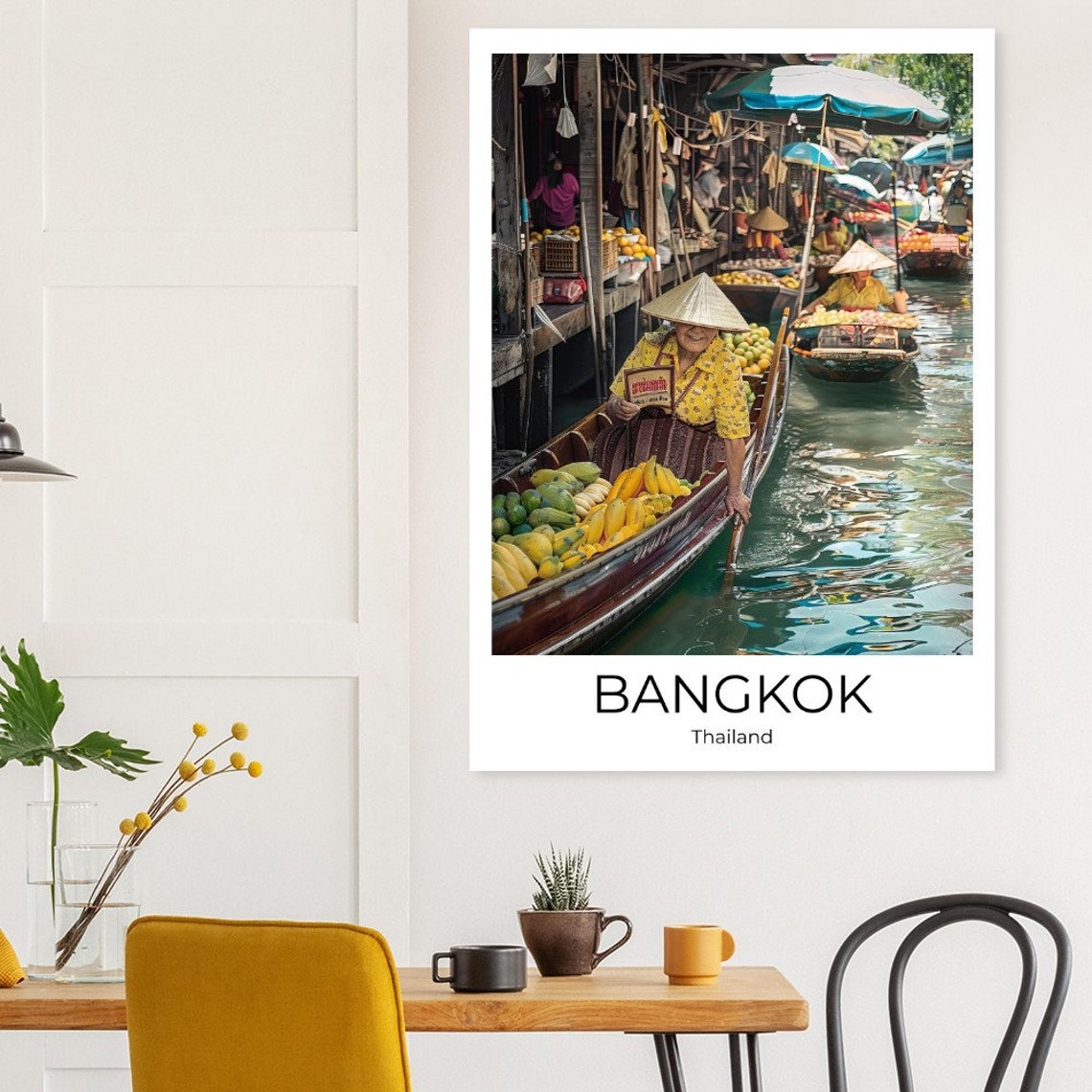 Bangkok Floating Market Travel Poster Of Flower Market Of Bangkok Wall Art Bangkok Travel Thailand Bangkok Wall Decoration - Image 3