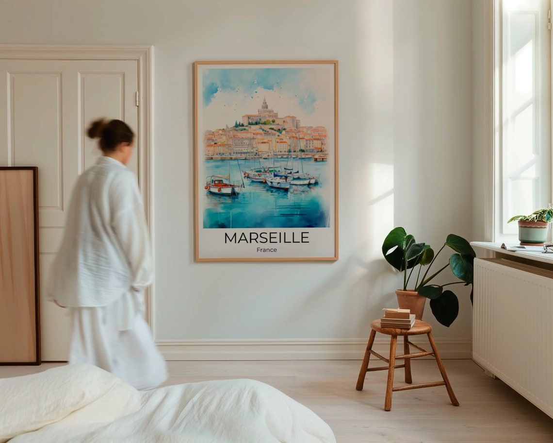 Marseille Poster Watercolor Travel Poster Marseille Wall Art France Travel Print France Marseille Wall Decoration Marseille Travel - Image 5
