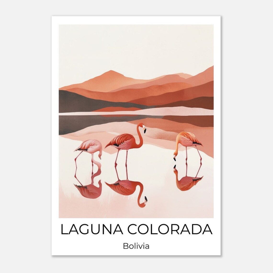 Laguna Colorada Bolivia Flamingo Lake Minimalist Nature Art Poster - Image 4