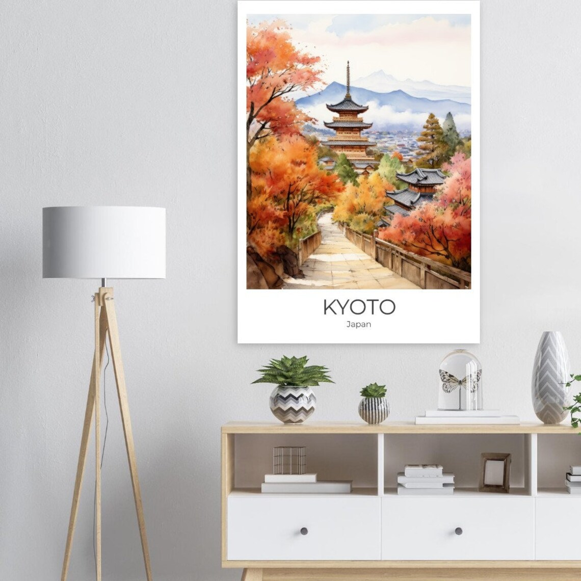 Kyoto Temple Pagoda Autumn Leaves Mountain Path Japan Travel Poster - Image 4