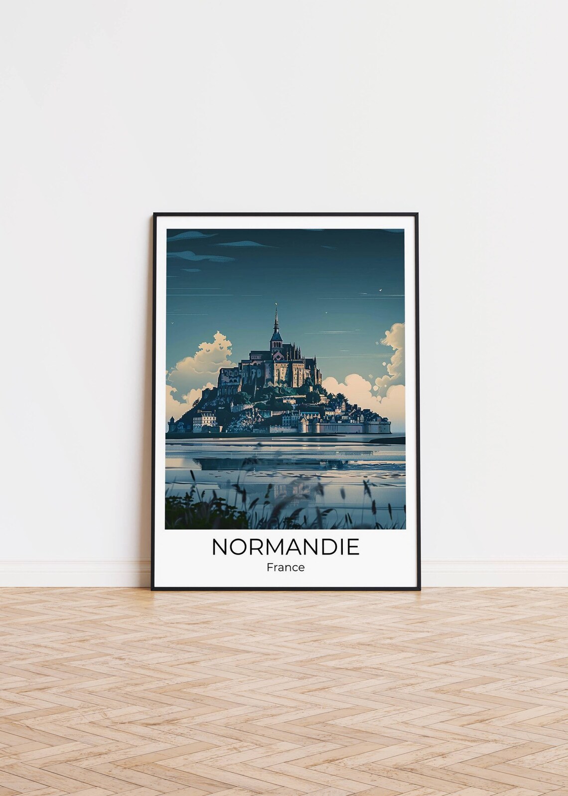 Mont Saint Michel Normandy France Twilight Reflection Travel Poster - Image 3