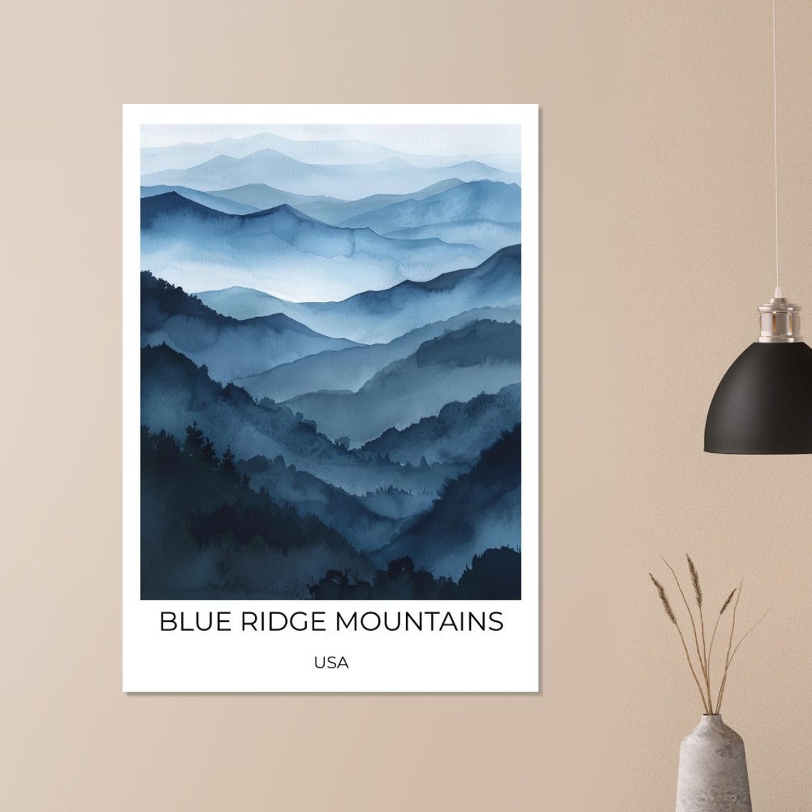 Blue Ridge Mountains USA Misty Layered Peaks Blue Tones Nature Poster - Image 3