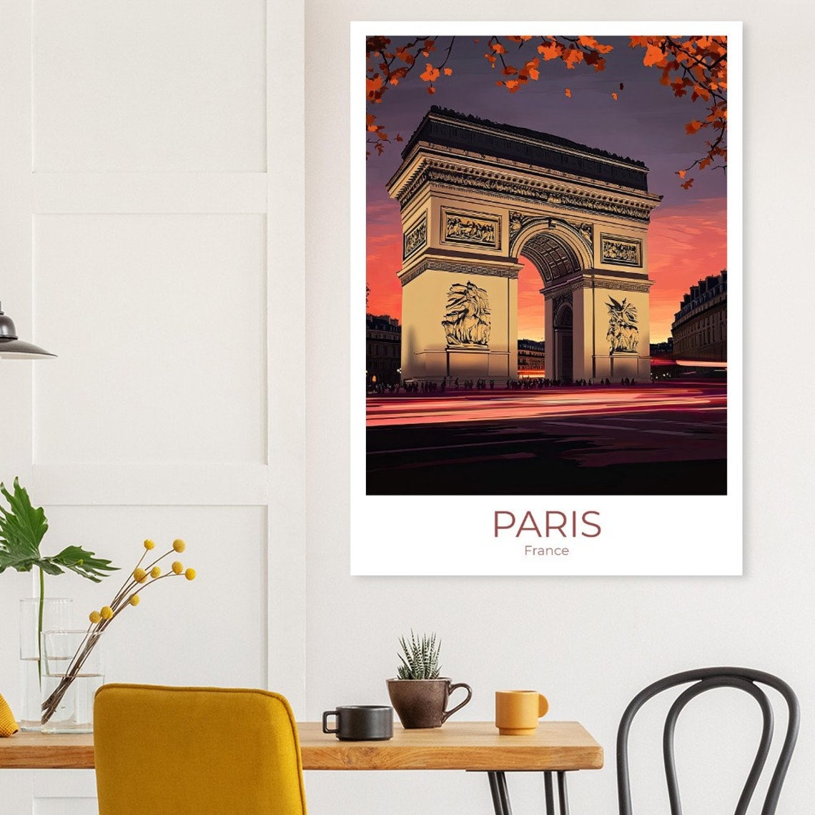 Paris Arc de Triomphe France Autumn Sunset Landmark Travel Poster - Image 3