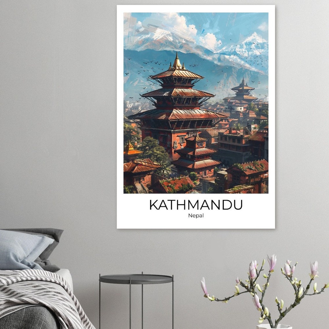 Kathmandu Nepal Temple Skyline Himalayan Mountains Travel Poster - Image 2