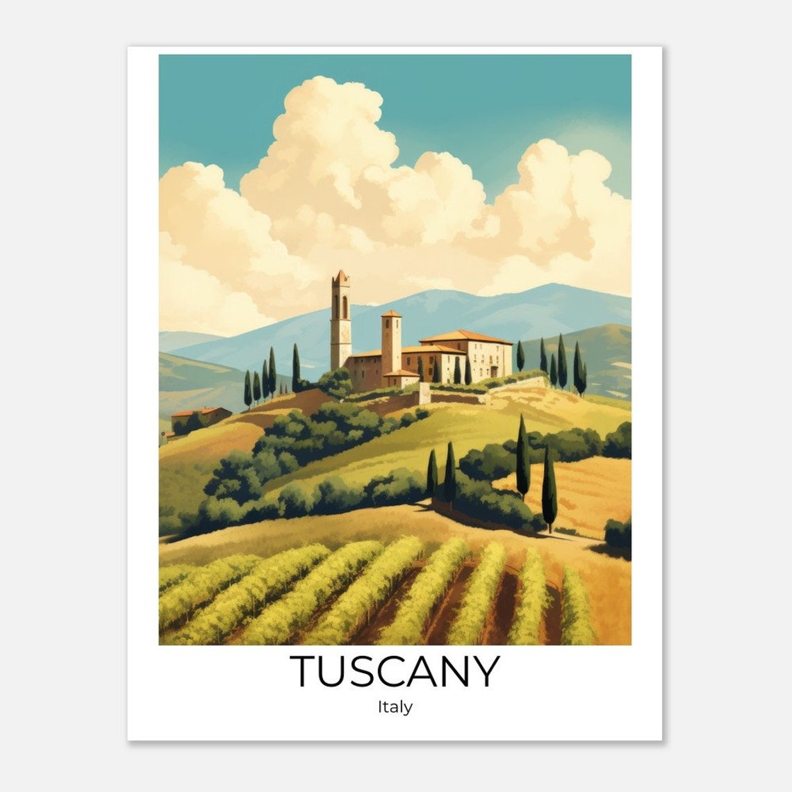 Toscana Travel Poster Travel Poster Italy Tuscany Gift Tuscany Travel Souvenir Premium Poster Italy Wall Decoration Italy Print - Image 3
