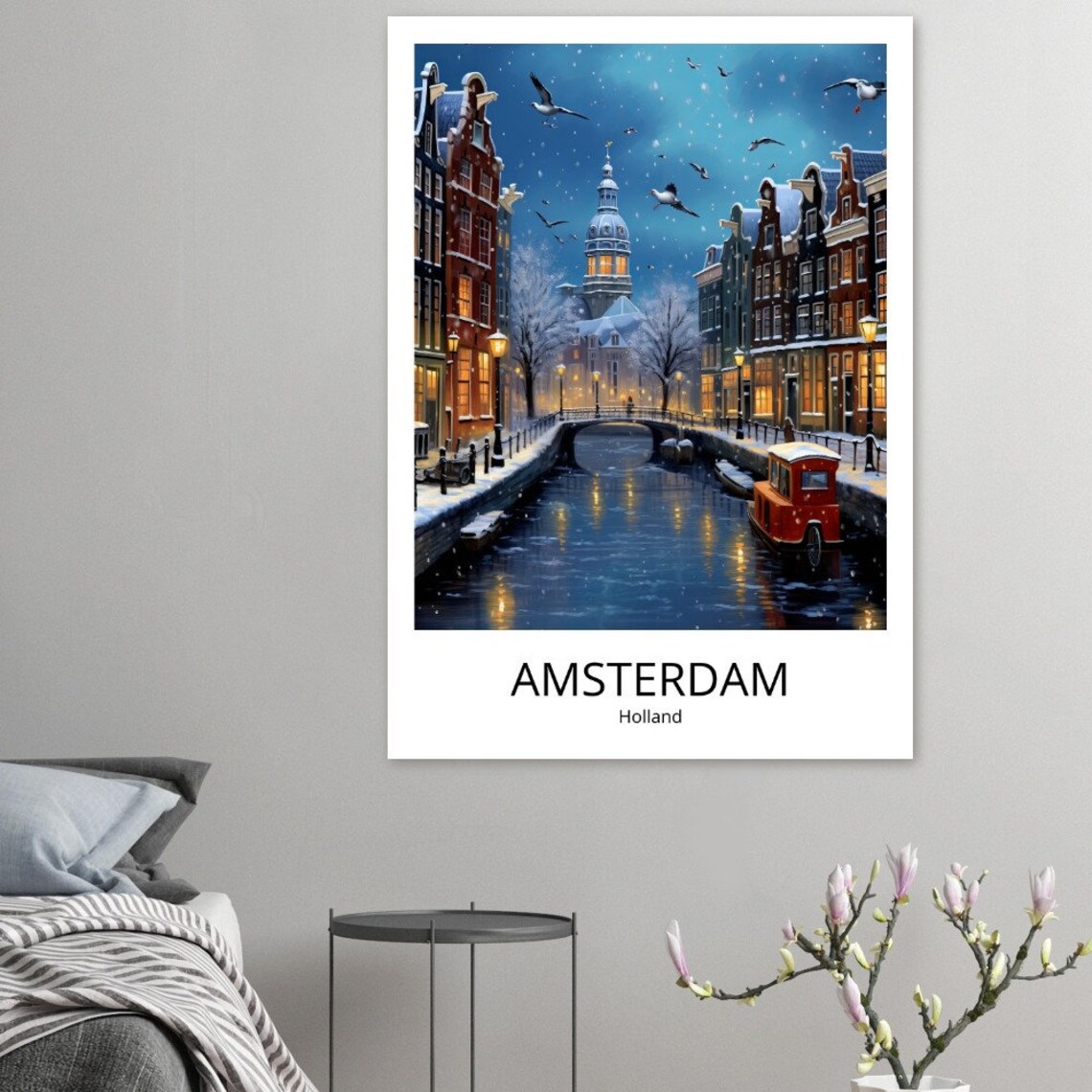 Amsterdam Travel Poster Amsterdam City Print Holland Travel Poster Amsterdam Gift Amsterdam Souvenir Amsterdam Wall Decoration City Print - Image 2