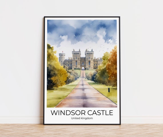 Windsor Castle The Long Walk Watercolor Travel Poster Berkshire Wall Art Travel Print Home Decor Poster Gift Illustration Travel Print