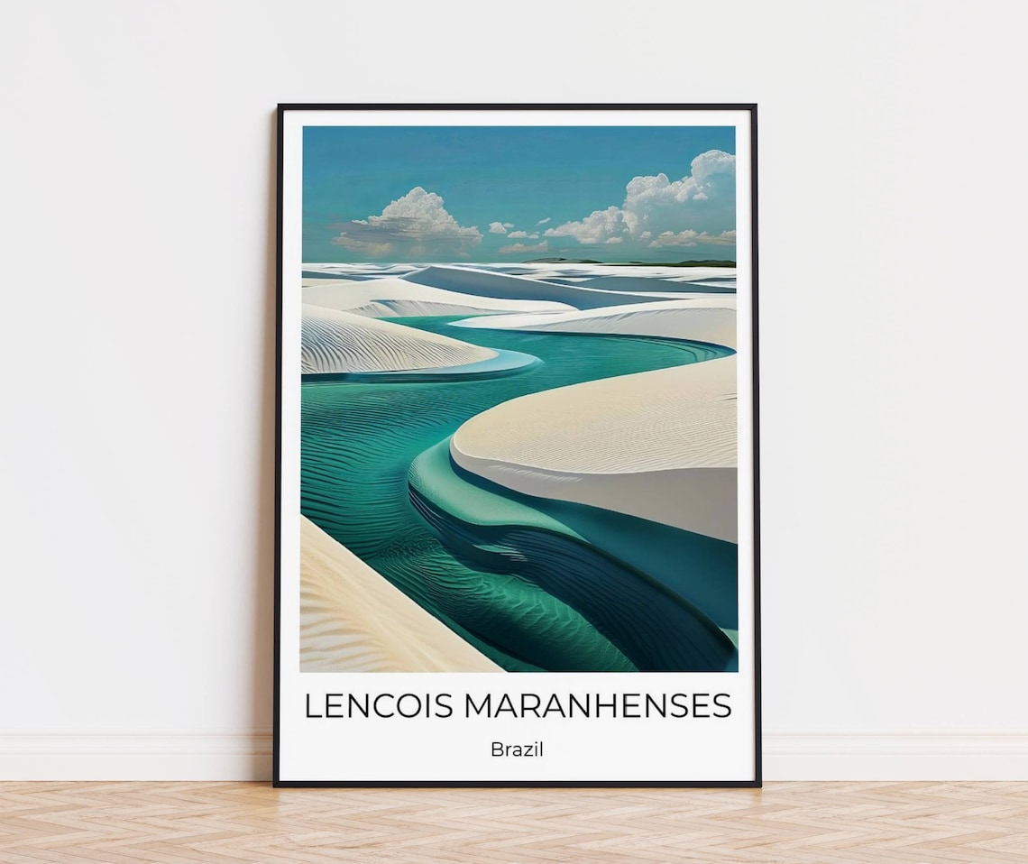 Lencois Maranhenses Winding Lagoon White Dunes Brazil Poster
