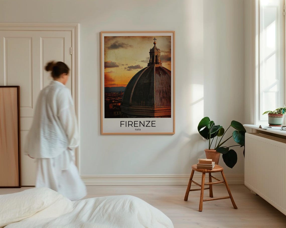Firenze Florence Cathedral Dome Sunset Vintage Texture Travel Poster - Image 4