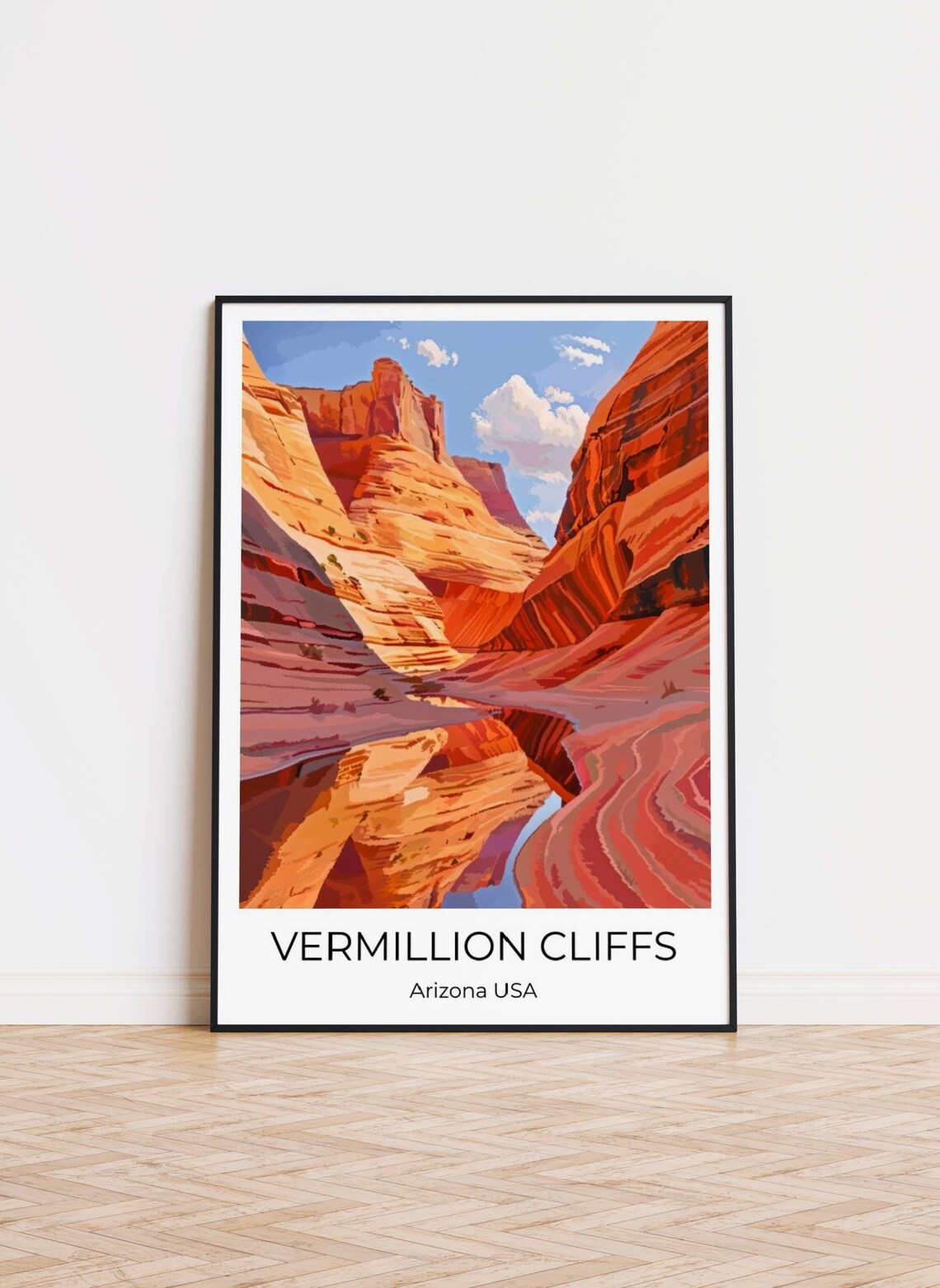 Vermillion Cliffs Arizona Red Rock Canyon Reflection Travel Poster - Image 3