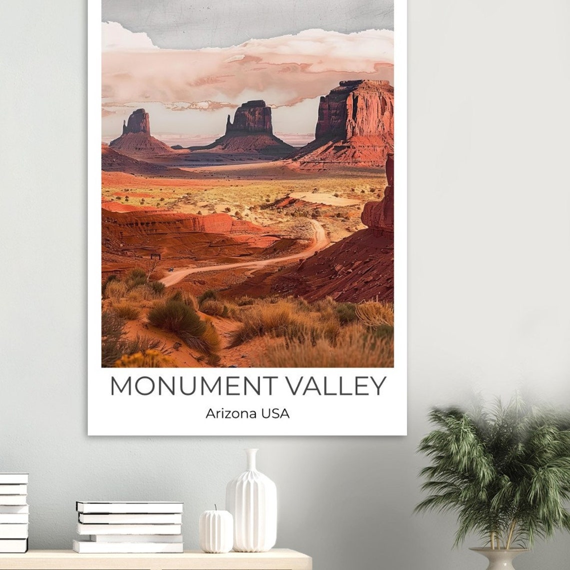 Monument Valley Arizona Red Rock Buttes Desert Road Watercolor Poster - Image 2