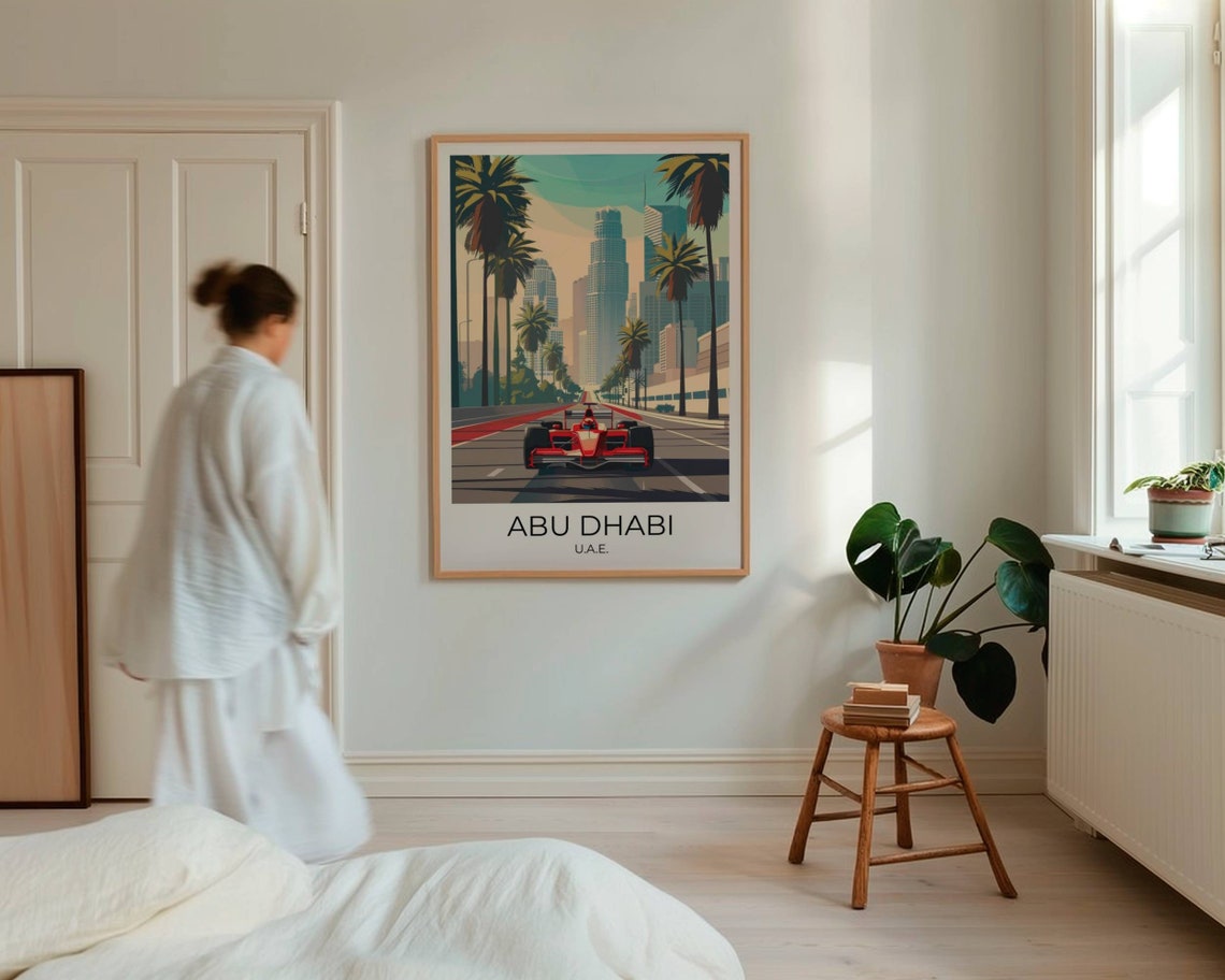 Abu Dhabi UAE Formula 1 Race Car Palm Boulevard Racing Poster - Image 4