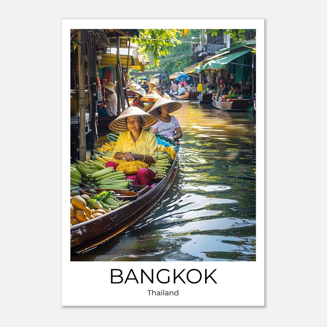 Bangkok Thailand Floating Market Boat Vendors Canal Life Photo Poster