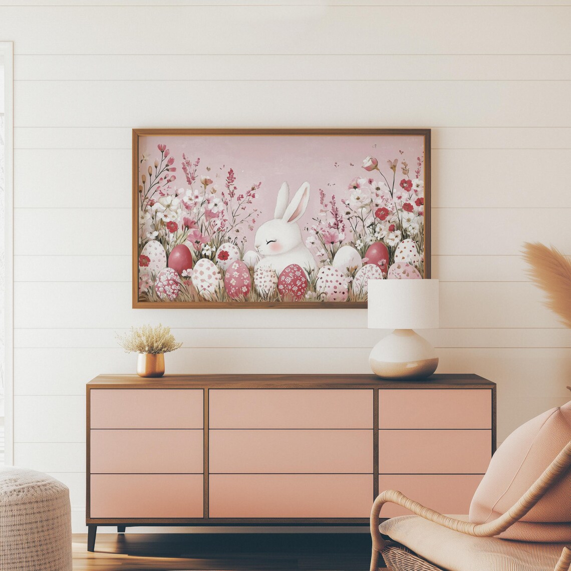 Easter Bunny Painting, Retro Spring Rabbit Decor - Image 4