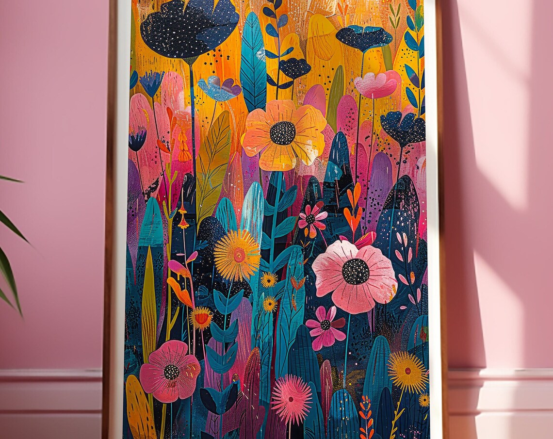 Wildflower Meadow Close-Up Maximalist Botanical Floral Wall Art
