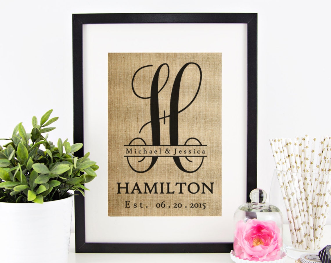 Split Monogram H Michael Jessica Hamilton Wedding Est 2015 Poster