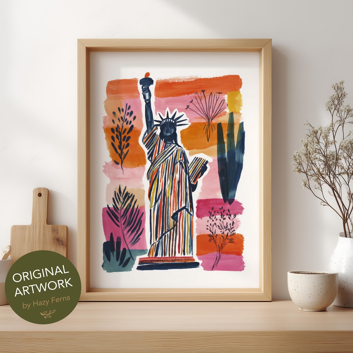 Statue Of Liberty Gouache Abstract Travel Poster
