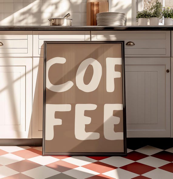 Coffee Wall Art Decor Cafe Sign Kitchen Minimal Print Lover Gifts Typography