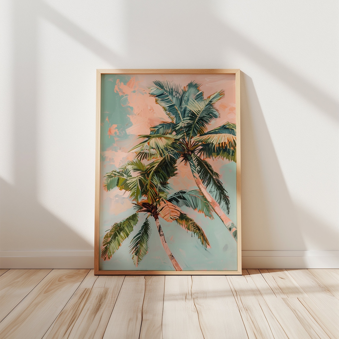 Palm Trees Tropical Coastal Art Print, Boho Modern