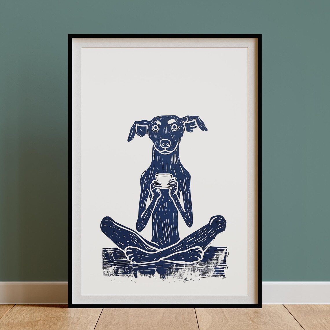 Quirky Dog Coffee Retro Kitchen Art Print
